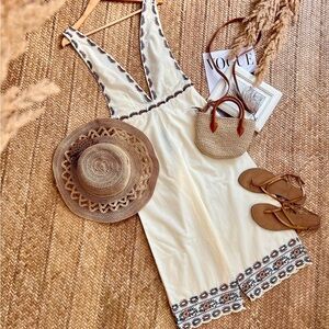 Free people jumpsuit with Embroidered Trim